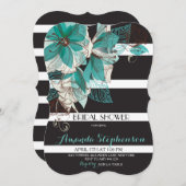 植物の花のストライプのなブライダルシャワー招待状 招待状 (正面/裏面)