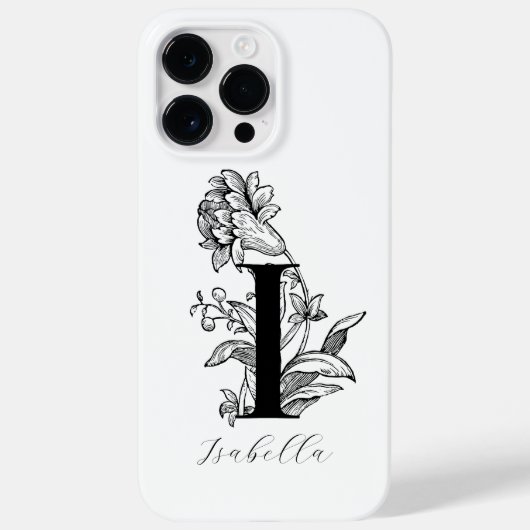 植物の花のモノグラムのイニシャル I の名前 Case-Mate iPhoneケース (裏面)