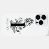 植物の花のモノグラムのイニシャル I の名前 Case-Mate iPhoneケース (裏面 (横))