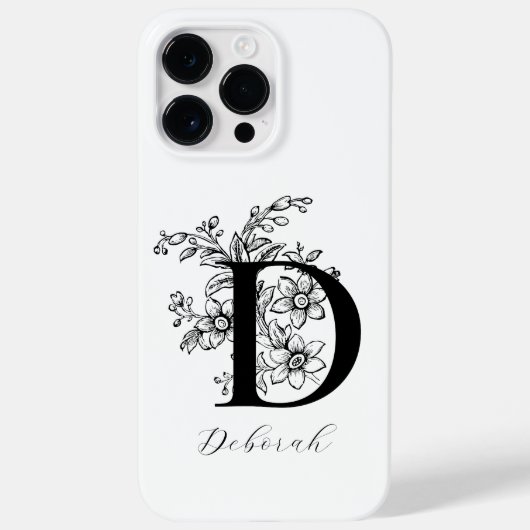 植物の花のモノグラムのイニシャルDの名前 Case-Mate iPhoneケース (裏面)