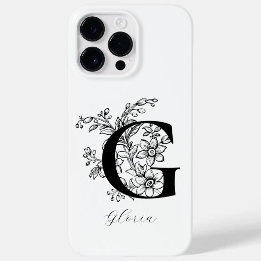植物の花のモノグラムのイニシャルGの名前 Case-Mate iPhoneケース (裏面)