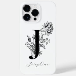 植物の花のモノグラムイニシャル J ネーム Case-Mate iPhone 14 PRO MAXケース