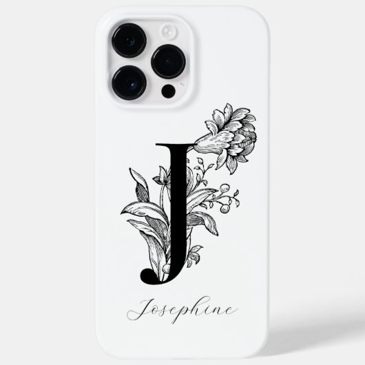 植物の花のモノグラムイニシャル J ネーム Case-Mate iPhoneケース (裏面)
