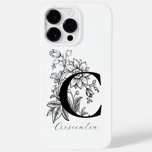 植物の花のモノグラムイニシャルCの名前 Case-Mate iPhoneケース (裏面)