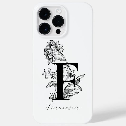 植物の花のモノグラムイニシャルFの名前 Case-Mate iPhoneケース (裏面)