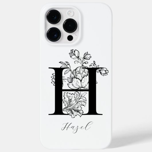 植物の花のモノグラムイニシャルHの名前 Case-Mate iPhoneケース (裏面)