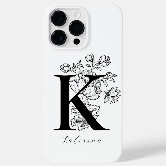 植物の花のモノグラムイニシャルKの名前 Case-Mate iPhoneケース (裏面)