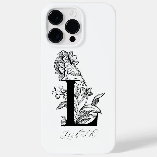 植物の花のモノグラムイニシャルLの名前 Case-Mate iPhoneケース (裏面)
