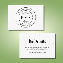 植物の花の楽しいイニシャル結婚式カップル名 エンクロージャーカード