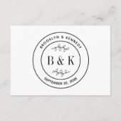 植物の花の楽しいモノグラム結婚式カップル名 エンクロージャーカード (裏面)