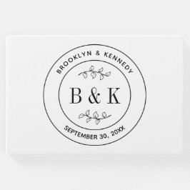 植物の花の楽しいモノグラム結婚式カップル名 ゲストブック