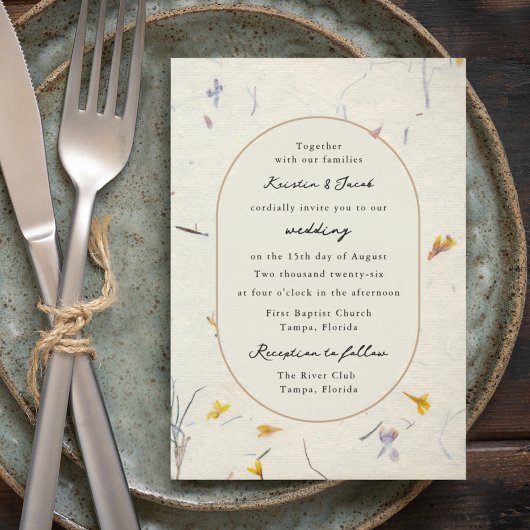 植物の花の紙のモダンなデジタル結婚式 招待状