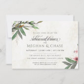 植物の花の結婚式リハーサルディナー 招待状 (正面)