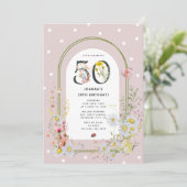 植物の花の華麗なアーチ 50歳の誕生日パーティー 招待状 (スタンド正面)