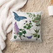 植物の花の蝶プリントのフランス人のタイポグラフィ クッション (ブランケット)