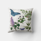 植物の花の蝶プリントのフランス人のタイポグラフィ クッション (裏面)