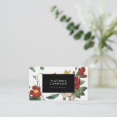 植物の花の黒フレーム 名刺 (スタンド正面)