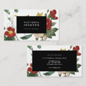 植物の花の黒フレーム 名刺 (正面/裏面)