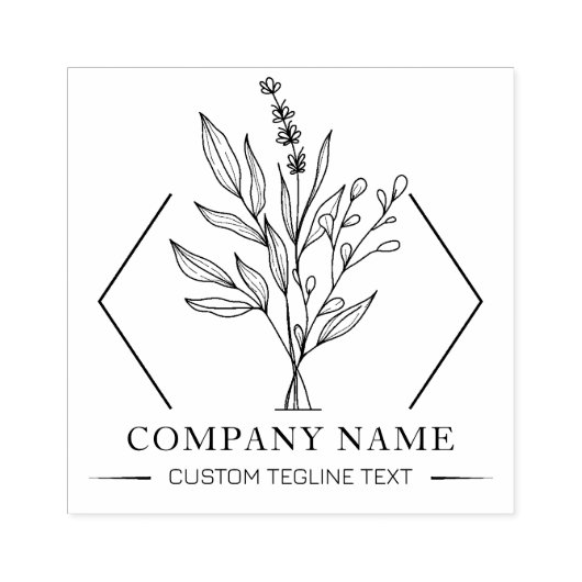植物の花カスタム会社名 ラバースタンプ (インプリント)