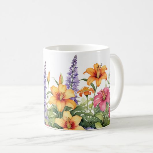 植物の花園 美しい 色とりどりの エレガントな コーヒーマグカップ (正面右)