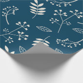植物の花柄の葉の緑の草木の濃紺 ラッピングペーパー (角)