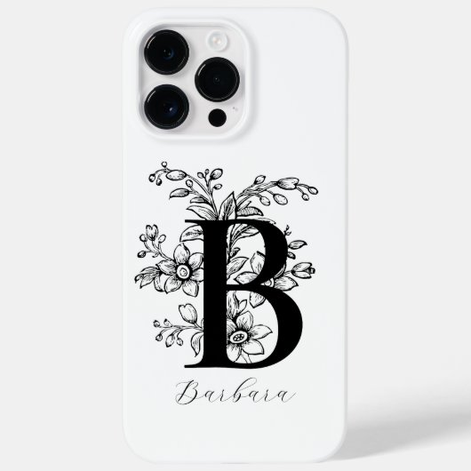 植物の花柄モノグラム B 名前    Case-Mate iPhoneケース (裏面)
