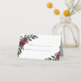 植物の花柄 冬のクリスマス ウェディング プレイスカード