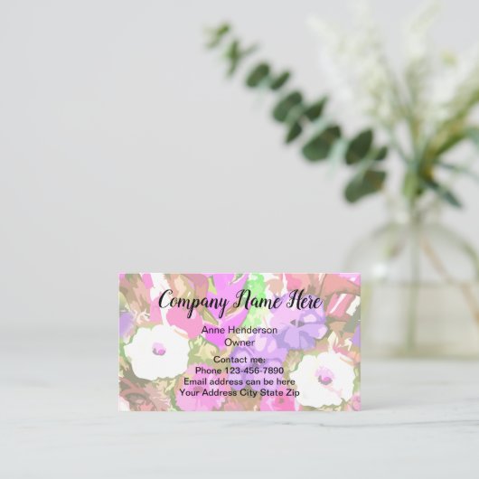 植物の花柄 名刺 (スタンド正面)