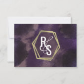 植物の花柄 庭園 薔薇 ゴールド パープル ウェディング 招待状 (裏面)