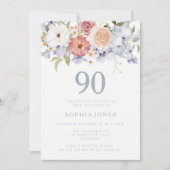 植物の花 90歳の誕生日パーティー招待状 招待状 (正面)