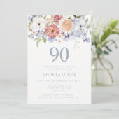植物の花 90歳の誕生日パーティー招待状 招待状 (スタンド正面)