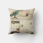 植物の芸術の鳥かごのモダンなヴィンテージのフランス人の鳥 クッション (裏面)