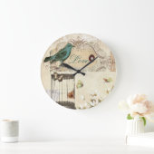 植物の芸術の鳥かごのモダンなヴィンテージのフランス人の鳥 ラージ壁時計 (ホーム)