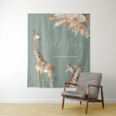 植物の草原のキリンサファリ セージグリーン タペストリー (インサイチュ)