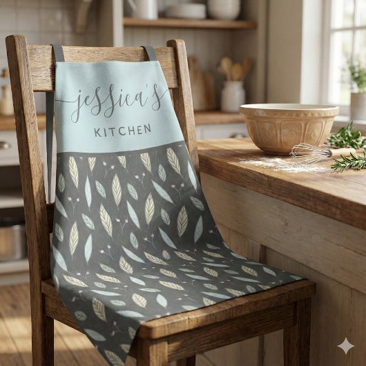 植物の葉のオールオーバー印刷エプロン エプロン