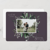 植物の葉のグリーン写真フレーム Save the Date (正面/裏面)