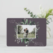 植物の葉のグリーン写真フレーム Save the Date (スタンド正面)