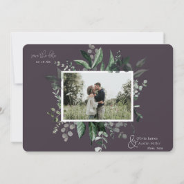 植物の葉のグリーン写真フレーム Save the Date