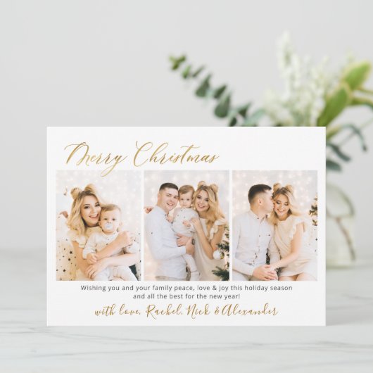 植物の葉のスクリプト3写真数々のクリスマス シーズンカード (スタンド正面)