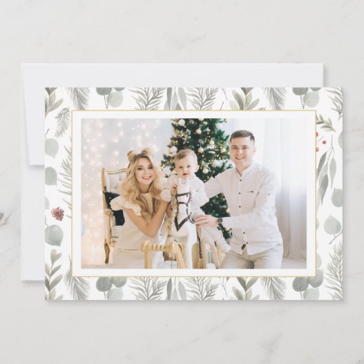 植物の葉のスクリプト3写真数々のクリスマス シーズンカード (裏面)