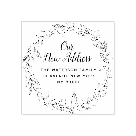 植物の葉のフローラの新しい住所 ラバースタンプ (インプリント)