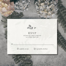 植物の葉のモノグラム ウェディング RSVP カード