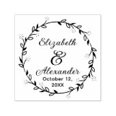 植物の葉のリース#14カップル名日付スクリプト セルフインキングスタンプ (デザイン)