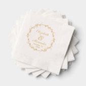 植物の葉のリース#14カップル名日付スクリプト 箔ナプキン (インサイチュ (積み重ね))