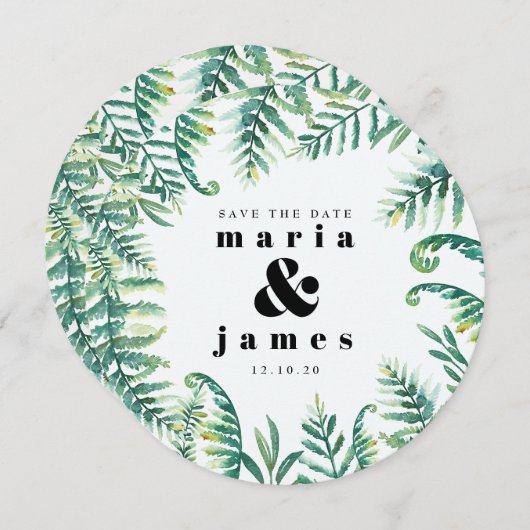 植物の葉の写真は日付を保存 セーブザデート (正面/裏面)