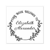 植物の葉の実のリース #20 ラウンド ライブラリー ブック セルフインキングスタンプ (デザイン)