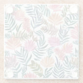 植物の葉の水彩 | 花のカラフルでかわいい ガラスコースター (裏面)