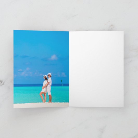 植物の葉の結婚新しい写真を折り畳んだ サンキューカード (内部)