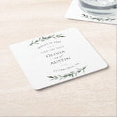 植物の葉の緑が日付を救う スクエアペーパーコースター (アングル)