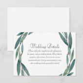 植物の葉の花輪 ウェディング レセプションの詳細 招待状 (正面/裏面)